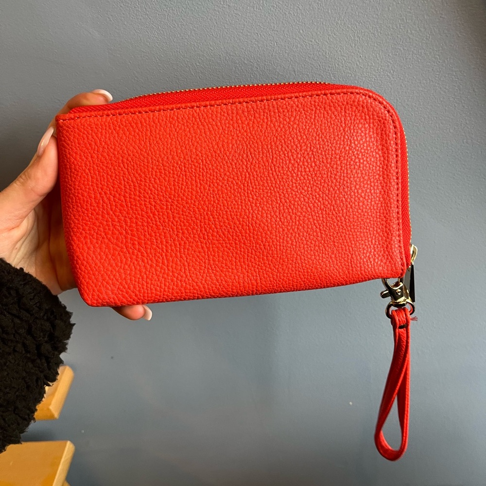 Orange Wallet with Patterned Interior